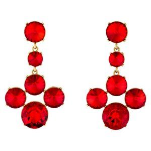 Signed Oscar de la Renta Red Crystal Earrings